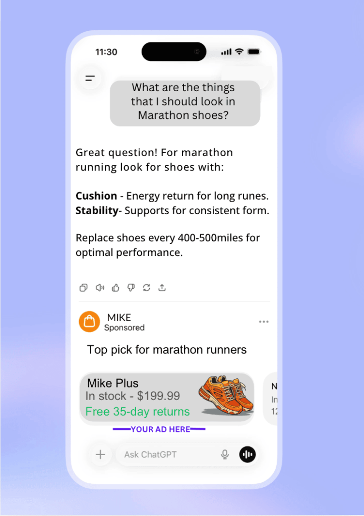 Ad placement of ChatGPT Ads, where and how they'll appear